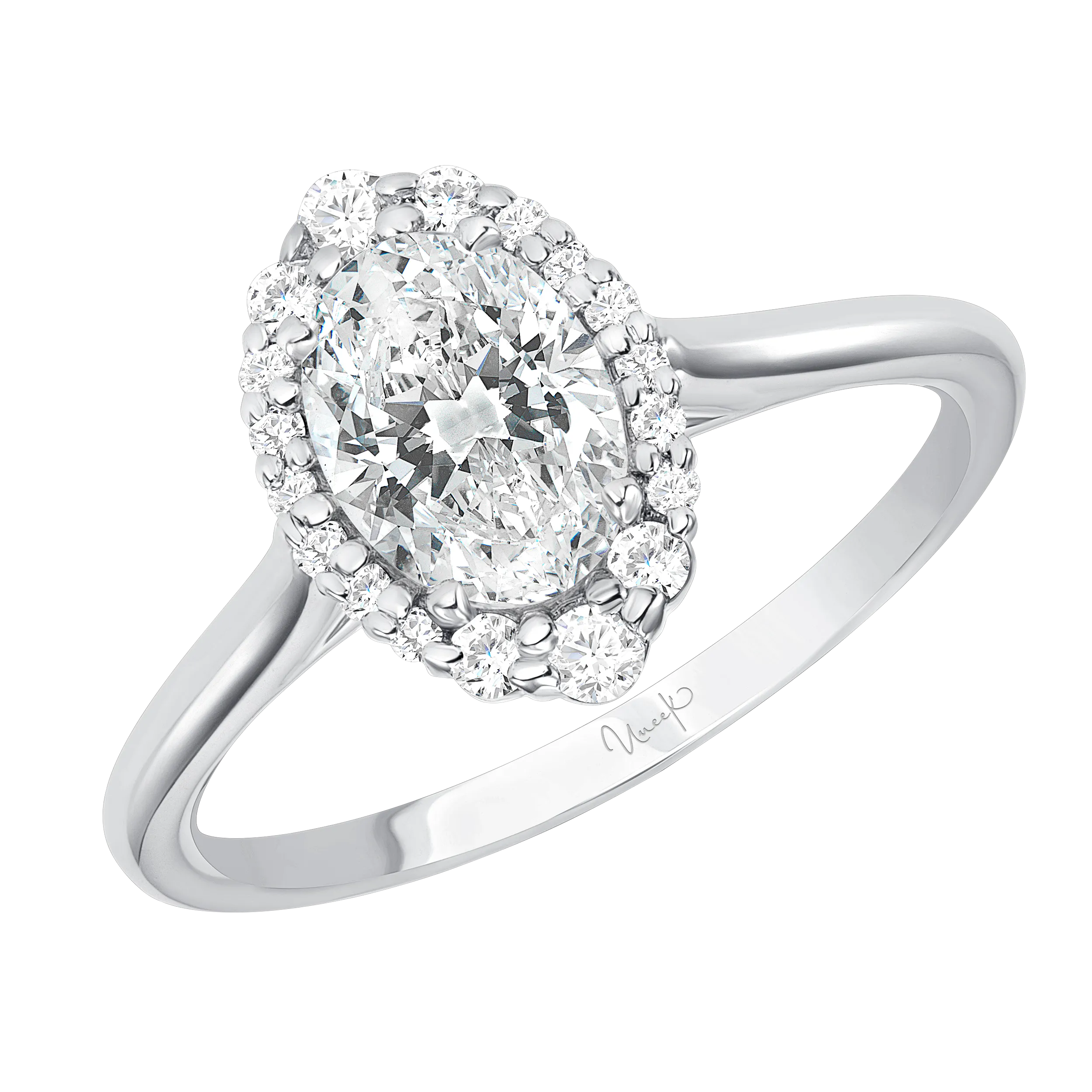 0.15ctw Oval Halo Engagement Ring