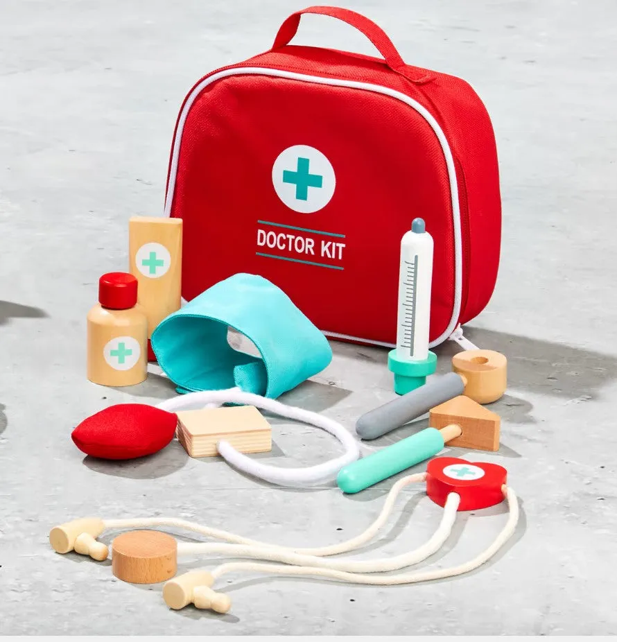 10 Piece Wooden Doctor Kit Pretend Play set/Suitable for Ages 3  Years