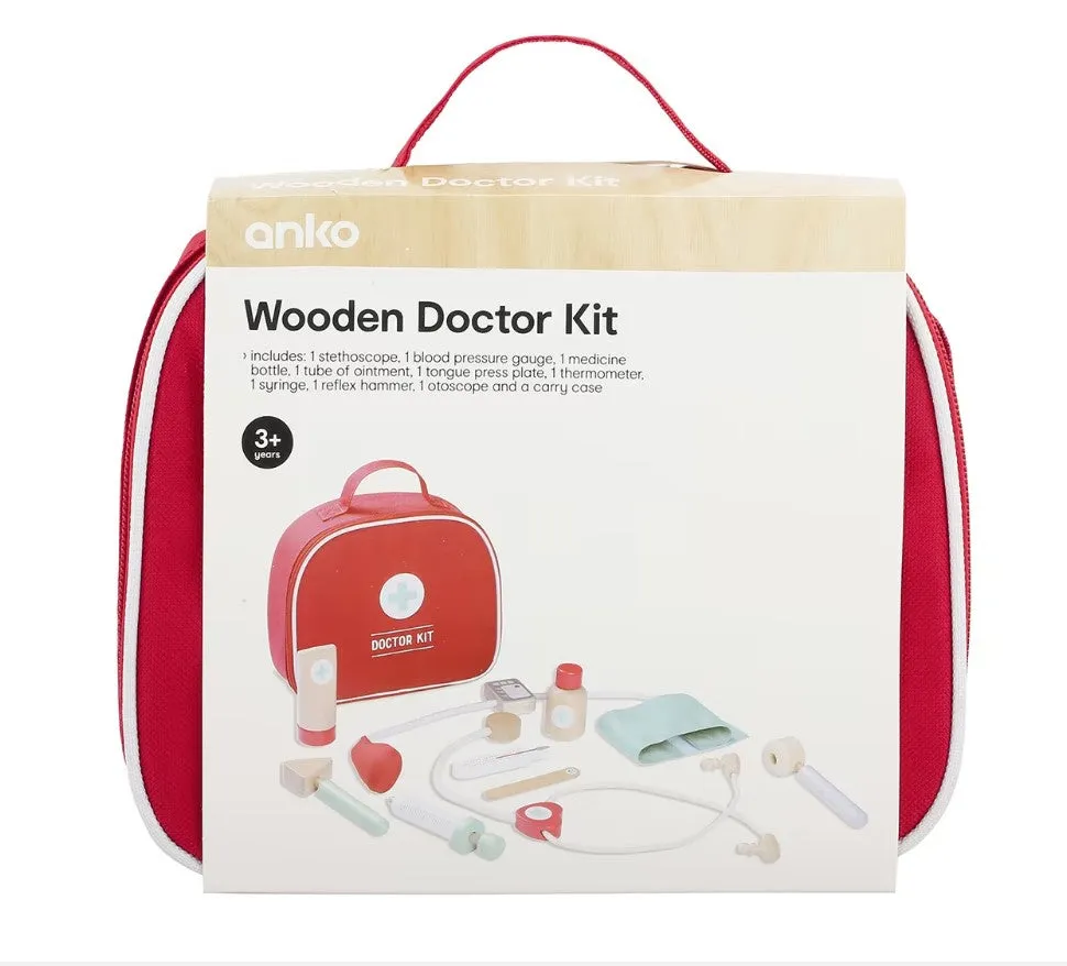 10 Piece Wooden Doctor Kit Pretend Play set/Suitable for Ages 3  Years