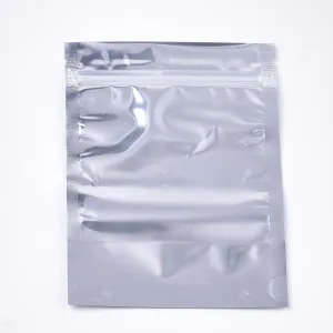 100 pc PET & PE Zip Lock Bags, Resealable Stand up Pouch, Reusable Aluminum Foil Food Storage Bag, Rectangle, Silver, 29.2x19.8cm, Inner Measure: 25x17.7cm
