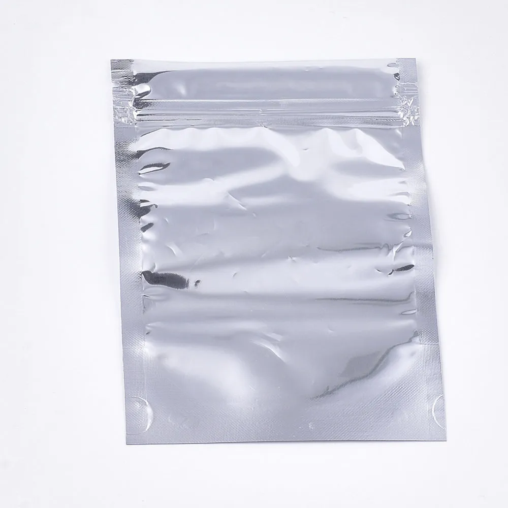100 pc PET & PE Zip Lock Bags, Resealable Stand up Pouch, Reusable Aluminum Foil Food Storage Bag, Rectangle, Silver, 29.2x19.8cm, Inner Measure: 25x17.7cm