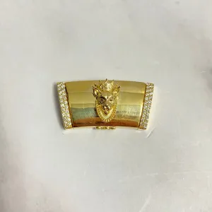 10K Yellow Gold Diamond On The Size Sleek Lock With Panther / 21.5gr / 17mm / 1.3in
