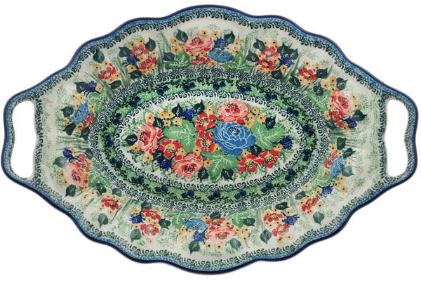 13" Platter with Handles - Splendid Meadow