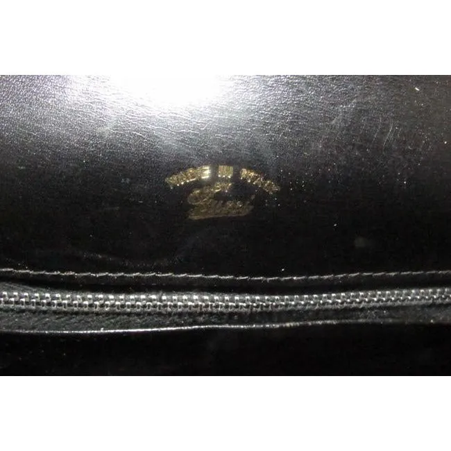 1960's Gucci black lizard top handle Kelly bag w blue lapis clasp