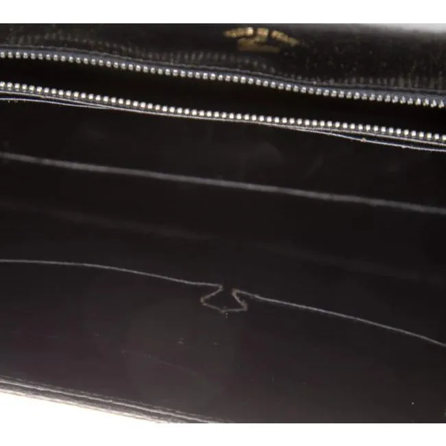 1960's Gucci black lizard top handle Kelly bag w blue lapis clasp