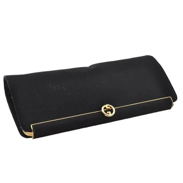 1960's Gucci mod black silk interlocking GG clutch purse