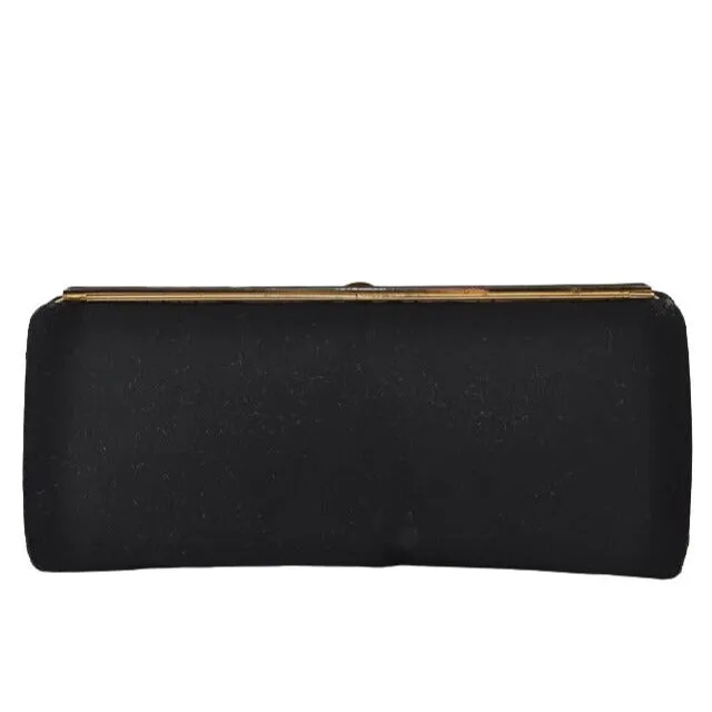 1960's Gucci mod black silk interlocking GG clutch purse