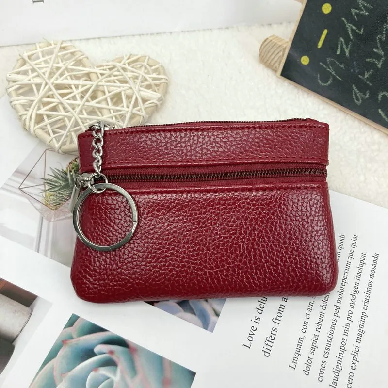 2 Pouch Pocket Wallets Women Small PU Leather Coin Purse Zipper Change Money Bags Key Holder Case ID Card Holde Zipper Purses