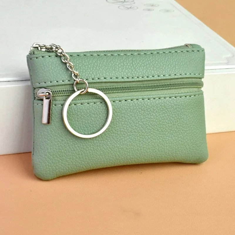 2 Pouch Pocket Wallets Women Small PU Leather Coin Purse Zipper Change Money Bags Key Holder Case ID Card Holde Zipper Purses