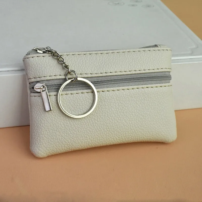 2 Pouch Pocket Wallets Women Small PU Leather Coin Purse Zipper Change Money Bags Key Holder Case ID Card Holde Zipper Purses