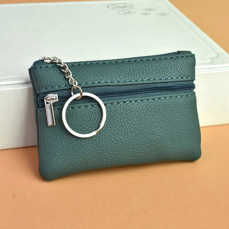 2 Pouch Pocket Wallets Women Small PU Leather Coin Purse Zipper Change Money Bags Key Holder Case ID Card Holde Zipper Purses