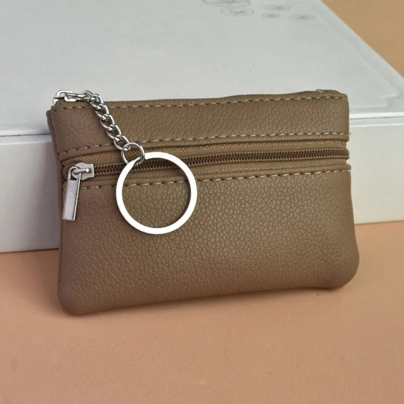 2 Pouch Pocket Wallets Women Small PU Leather Coin Purse Zipper Change Money Bags Key Holder Case ID Card Holde Zipper Purses