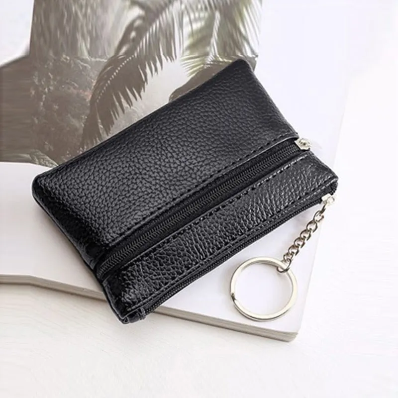 2 Pouch Pocket Wallets Women Small PU Leather Coin Purse Zipper Change Money Bags Key Holder Case ID Card Holde Zipper Purses