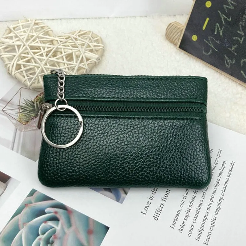 2 Pouch Pocket Wallets Women Small PU Leather Coin Purse Zipper Change Money Bags Key Holder Case ID Card Holde Zipper Purses