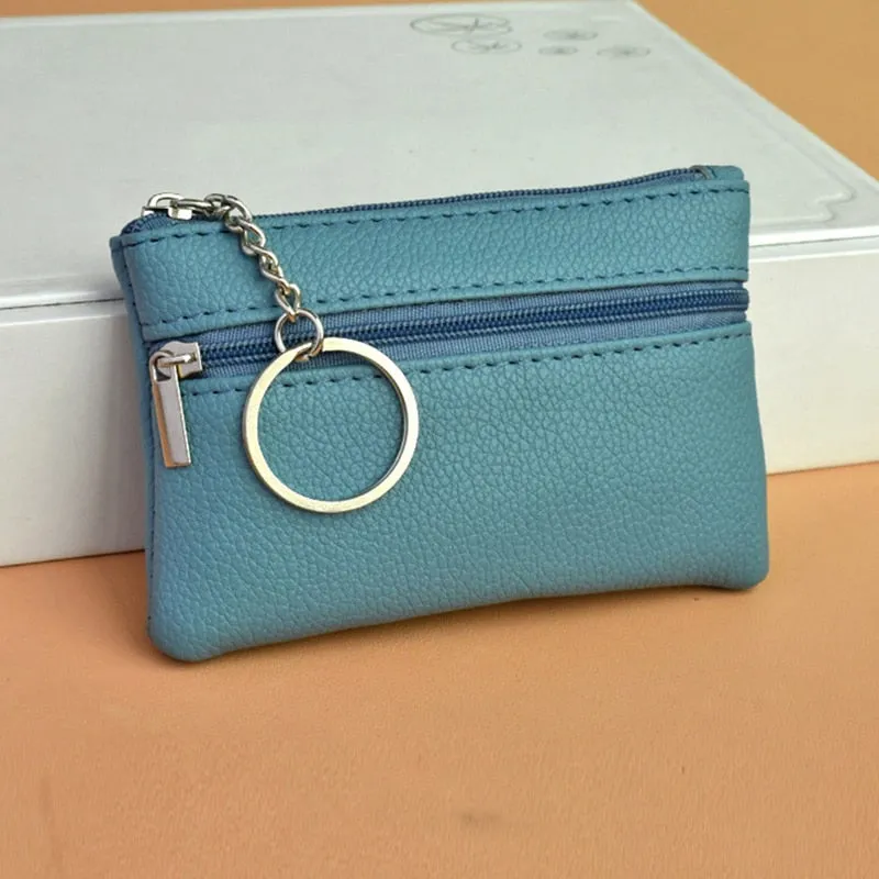2 Pouch Pocket Wallets Women Small PU Leather Coin Purse Zipper Change Money Bags Key Holder Case ID Card Holde Zipper Purses