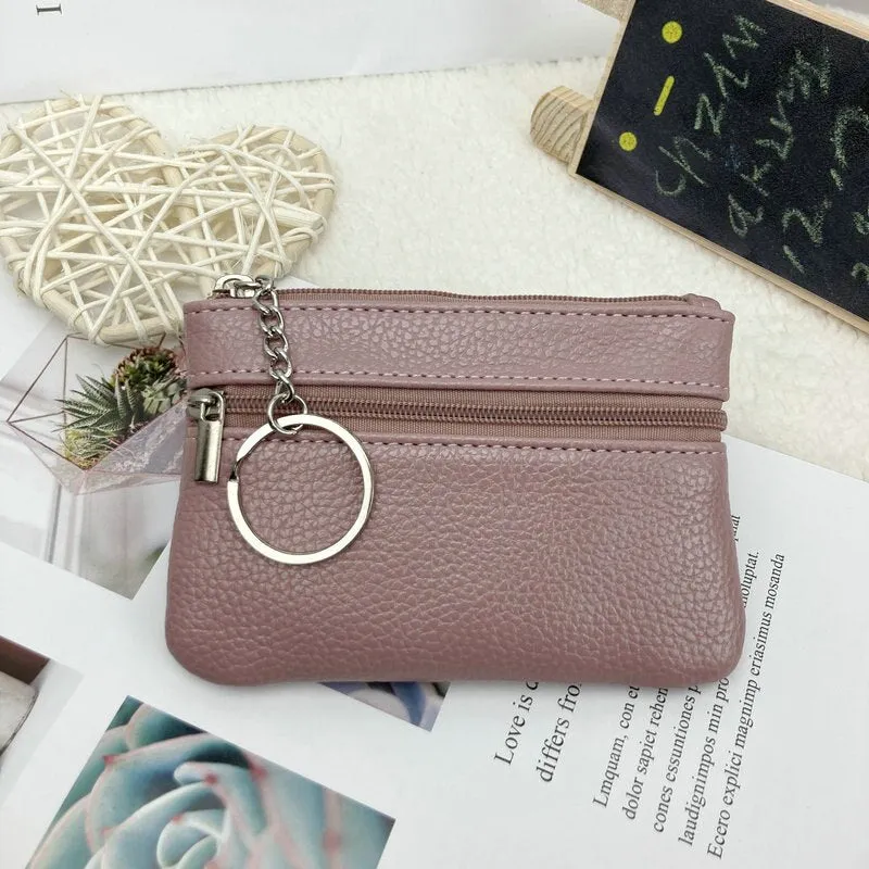 2 Pouch Pocket Wallets Women Small PU Leather Coin Purse Zipper Change Money Bags Key Holder Case ID Card Holde Zipper Purses
