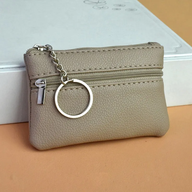 2 Pouch Pocket Wallets Women Small PU Leather Coin Purse Zipper Change Money Bags Key Holder Case ID Card Holde Zipper Purses