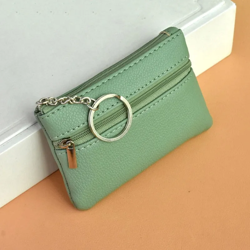 2 Pouch Pocket Wallets Women Small PU Leather Coin Purse Zipper Change Money Bags Key Holder Case ID Card Holde Zipper Purses