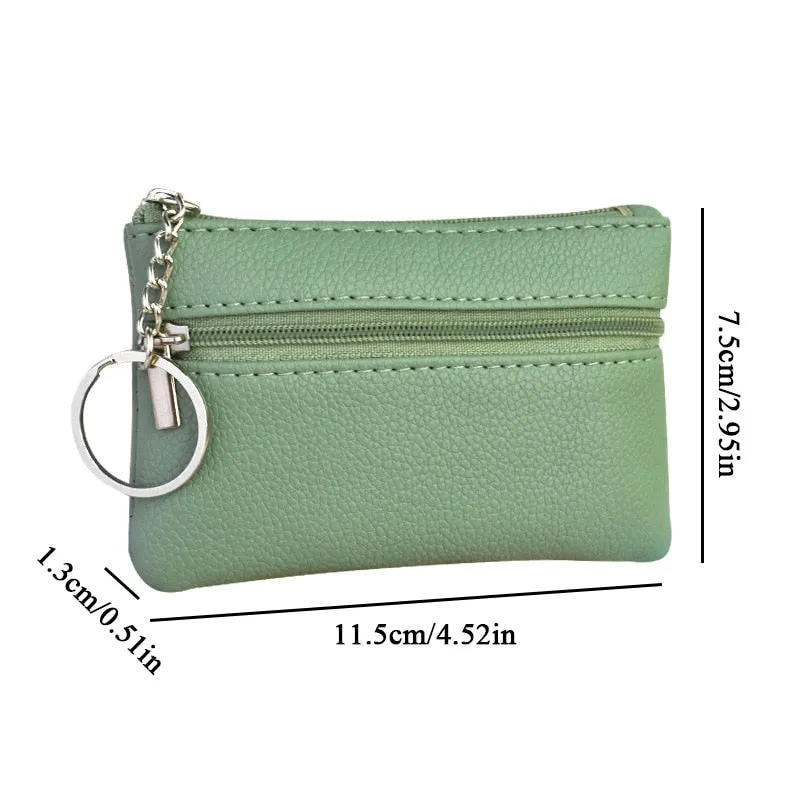 2 Pouch Pocket Wallets Women Small PU Leather Coin Purse Zipper Change Money Bags Key Holder Case ID Card Holde Zipper Purses