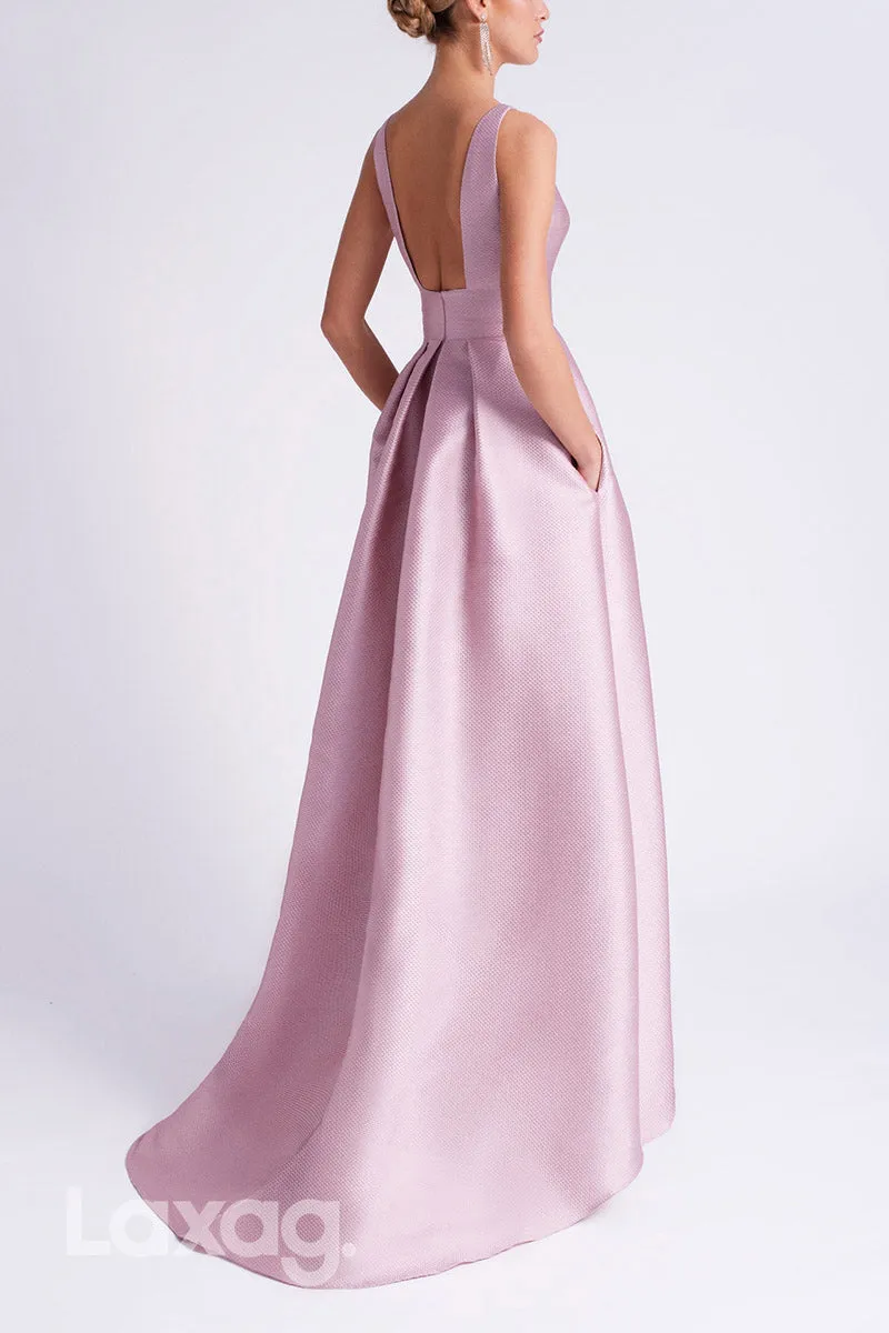 22878 - A-Line Round High-Low Open Back Cocktail Party Formal Evening Dress