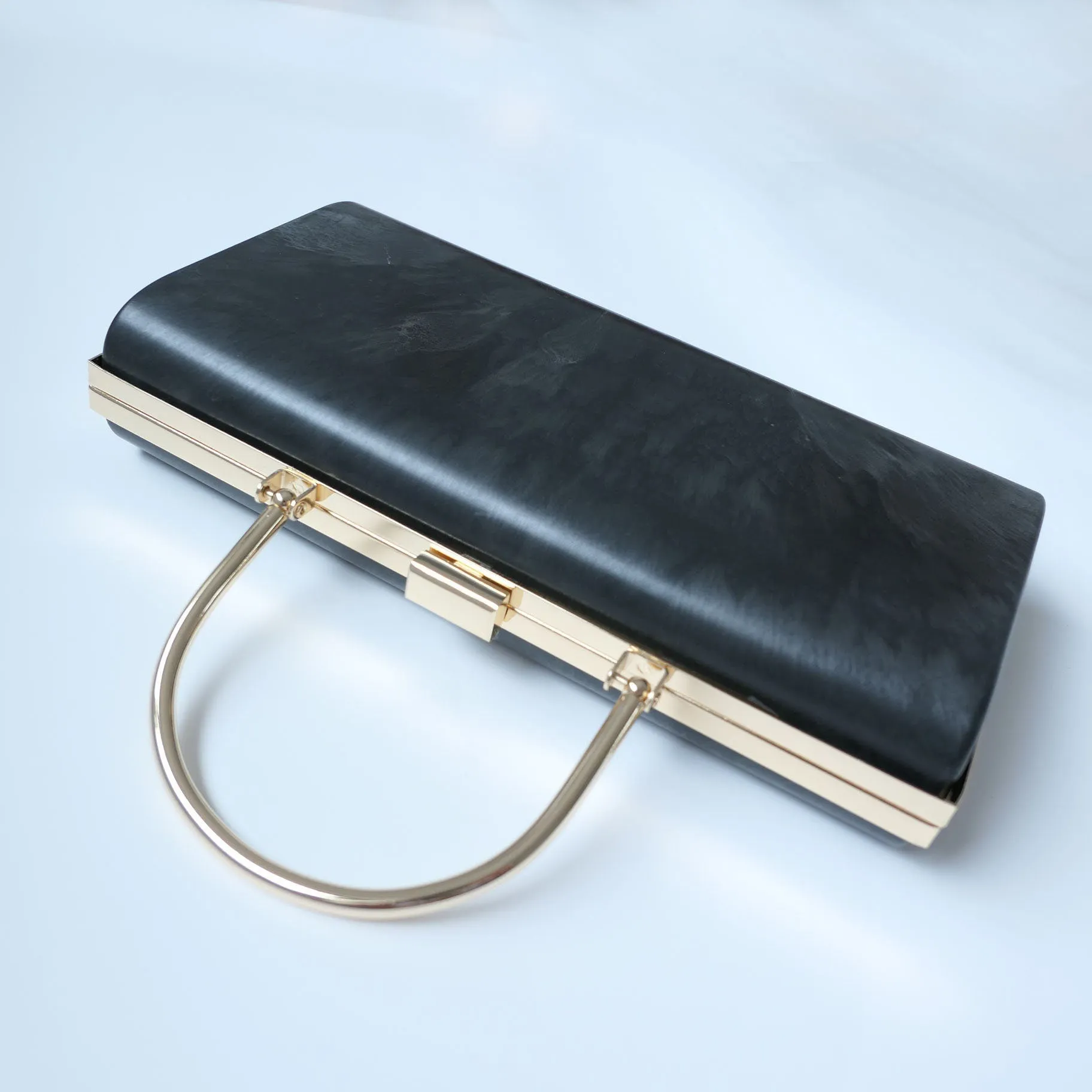 25cm x 13cm Box Purse Frame Clutch Bag With Handle Glue-in Style 10"x 3"