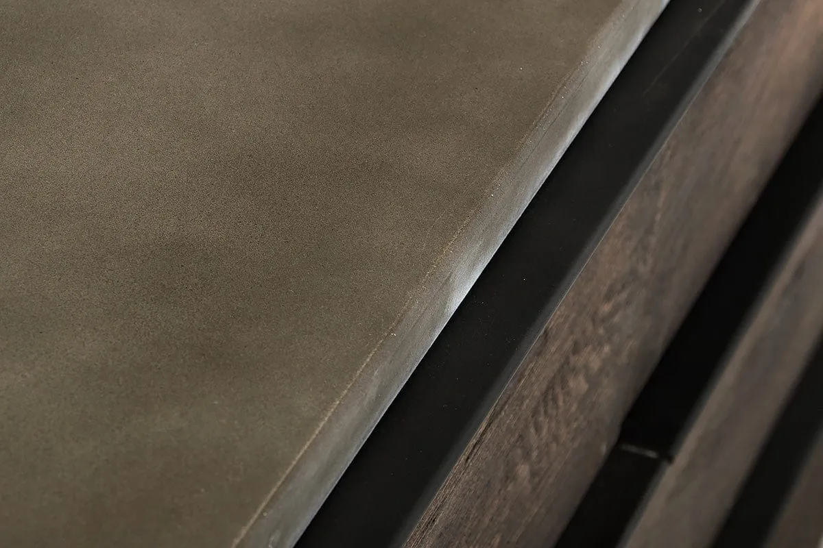 30" Dark Aged Oak Wood And Metal Dresser