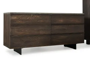 30" Dark Aged Oak Wood And Metal Dresser