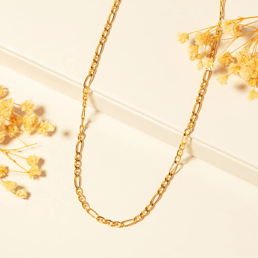 9ct Yellow Gold Anchor Link Figaro Necklace