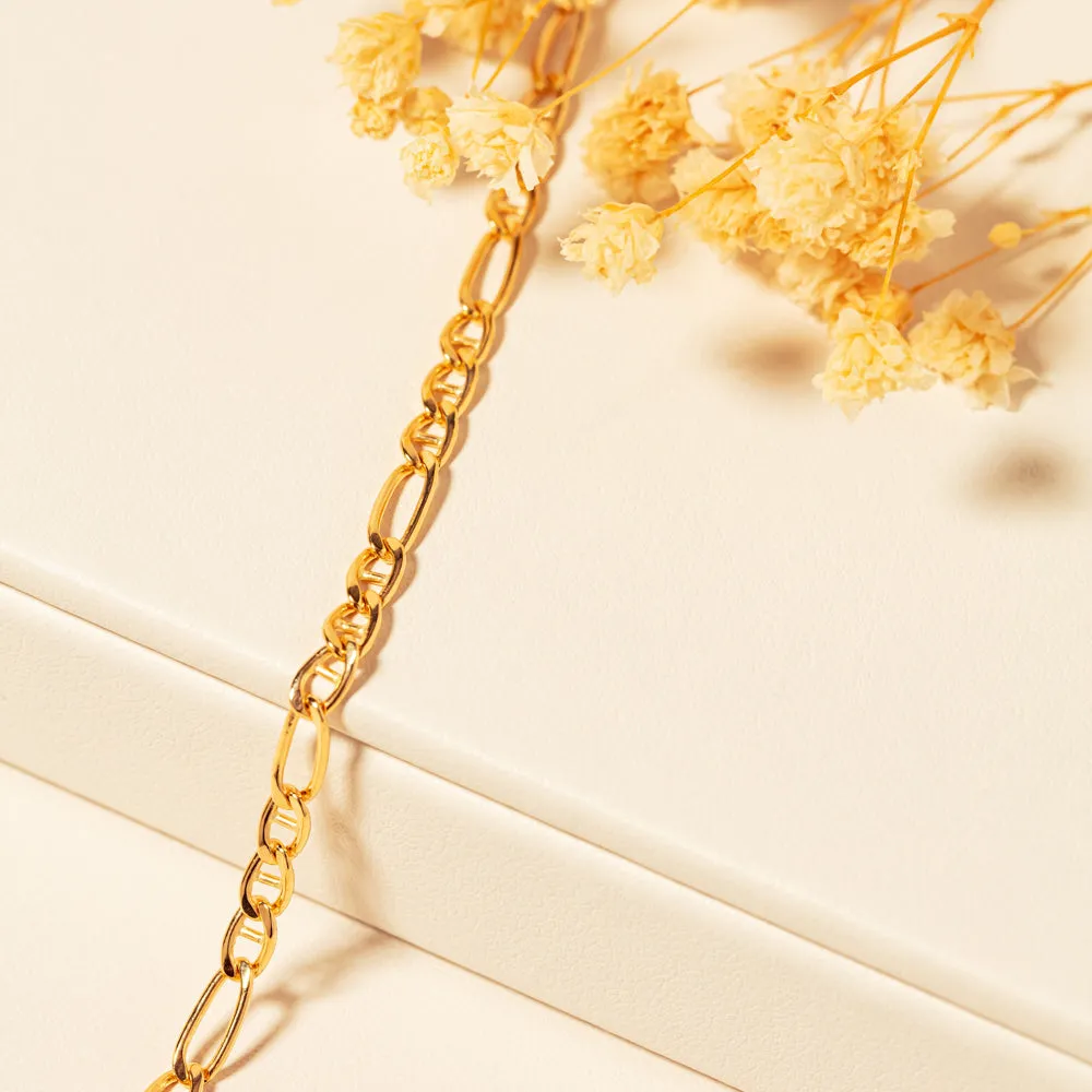 9ct Yellow Gold Anchor Link Figaro Necklace