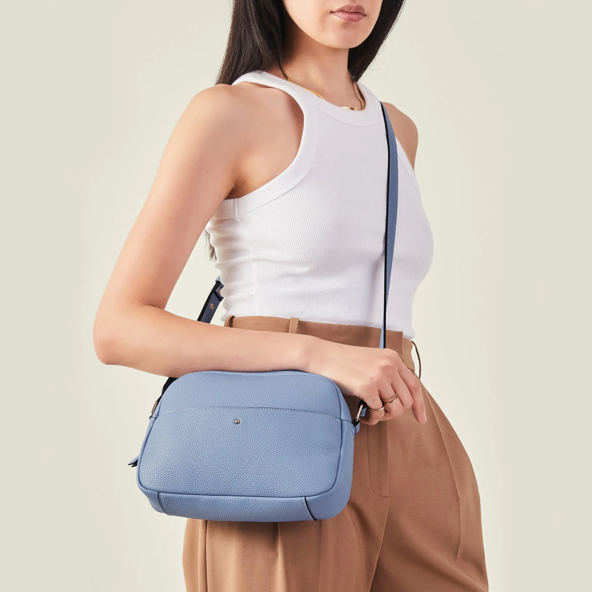 Accessorize London Women's Blue Camera Sling Bag