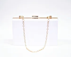 Acrylic clutch bag shoulder bag with removable chain White