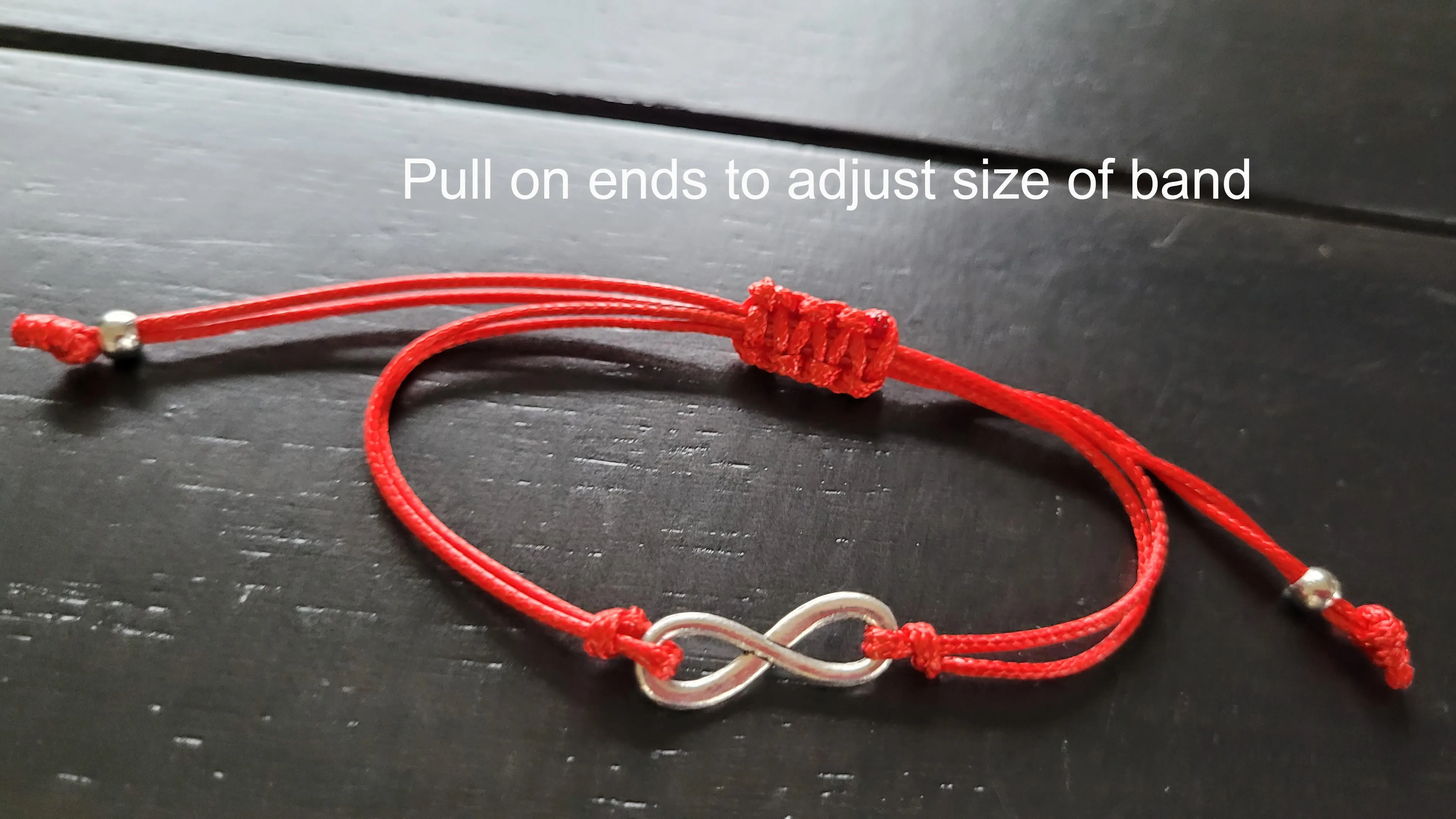 Adjustable 2 strand Infinity Bracelets in red or black