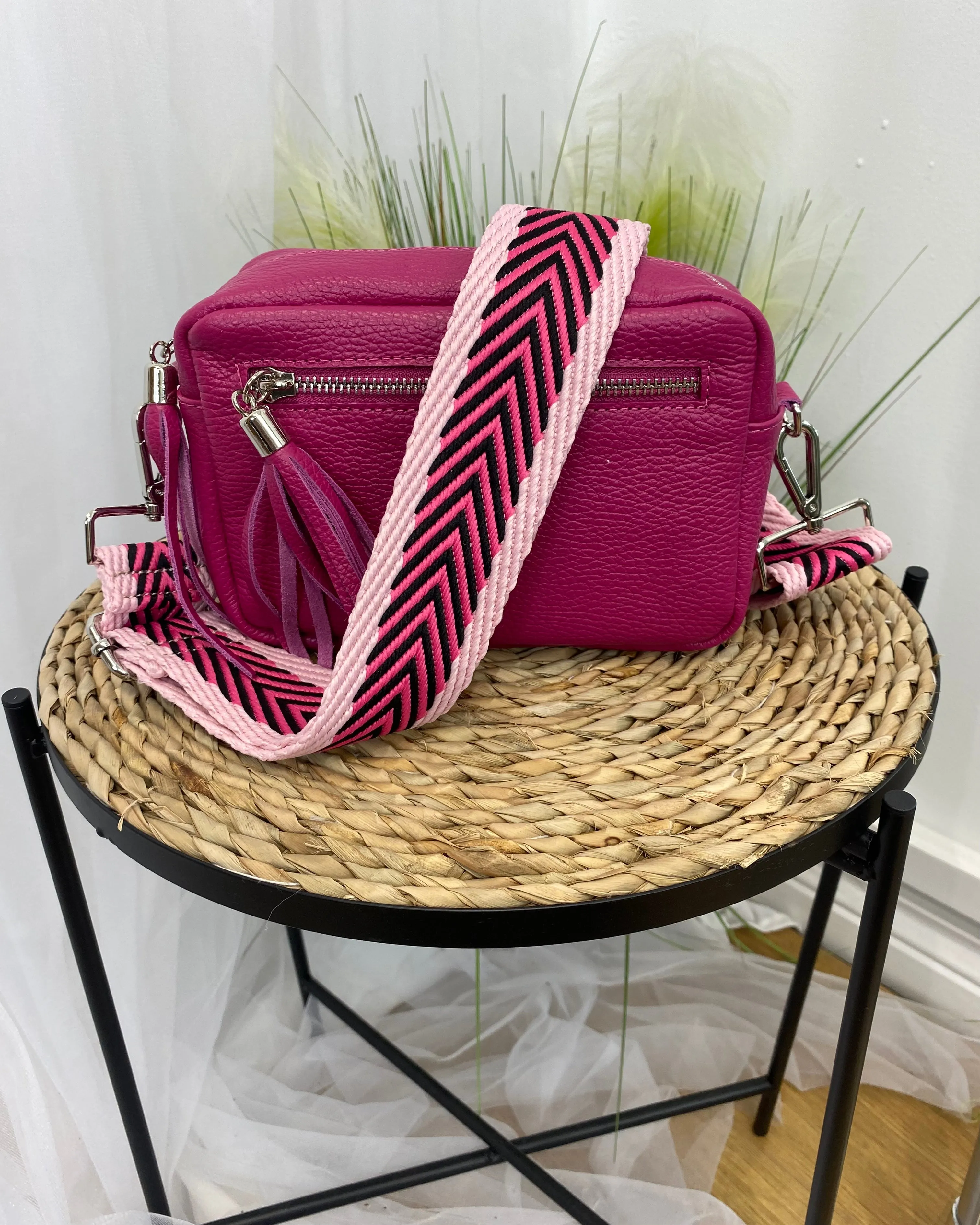 Alison Leather Camera Bag - Hot Pink