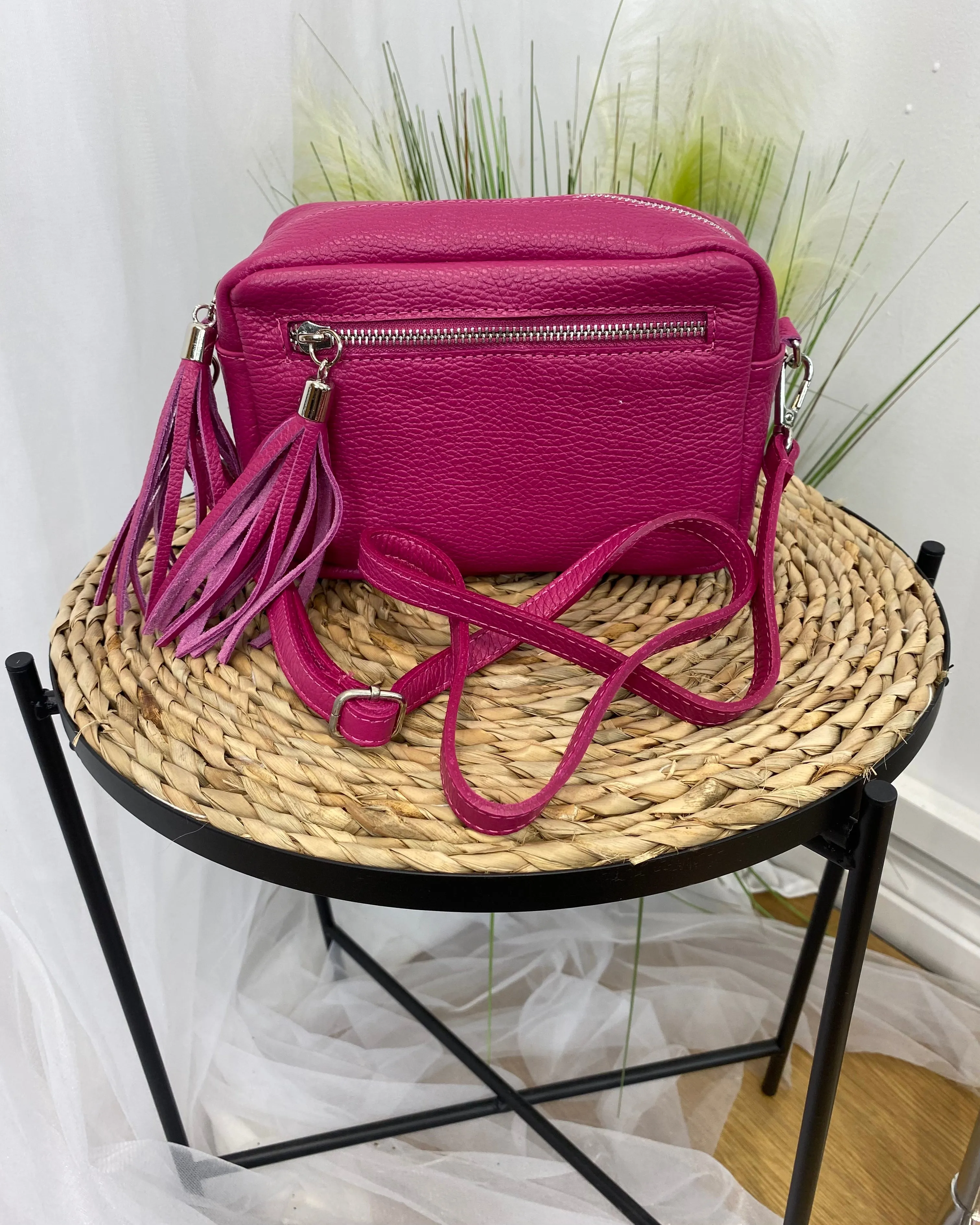 Alison Leather Camera Bag - Hot Pink