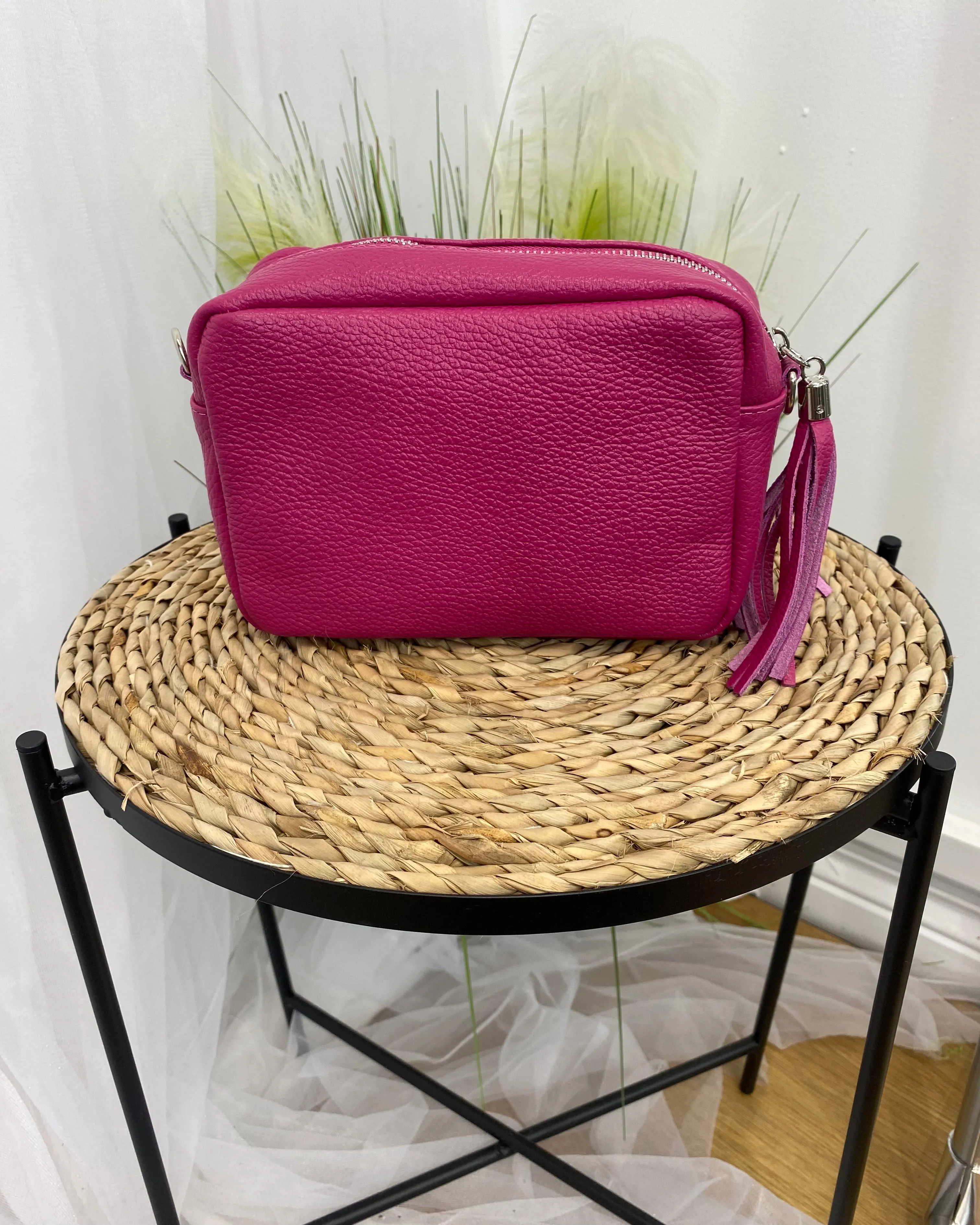 Alison Leather Camera Bag - Hot Pink