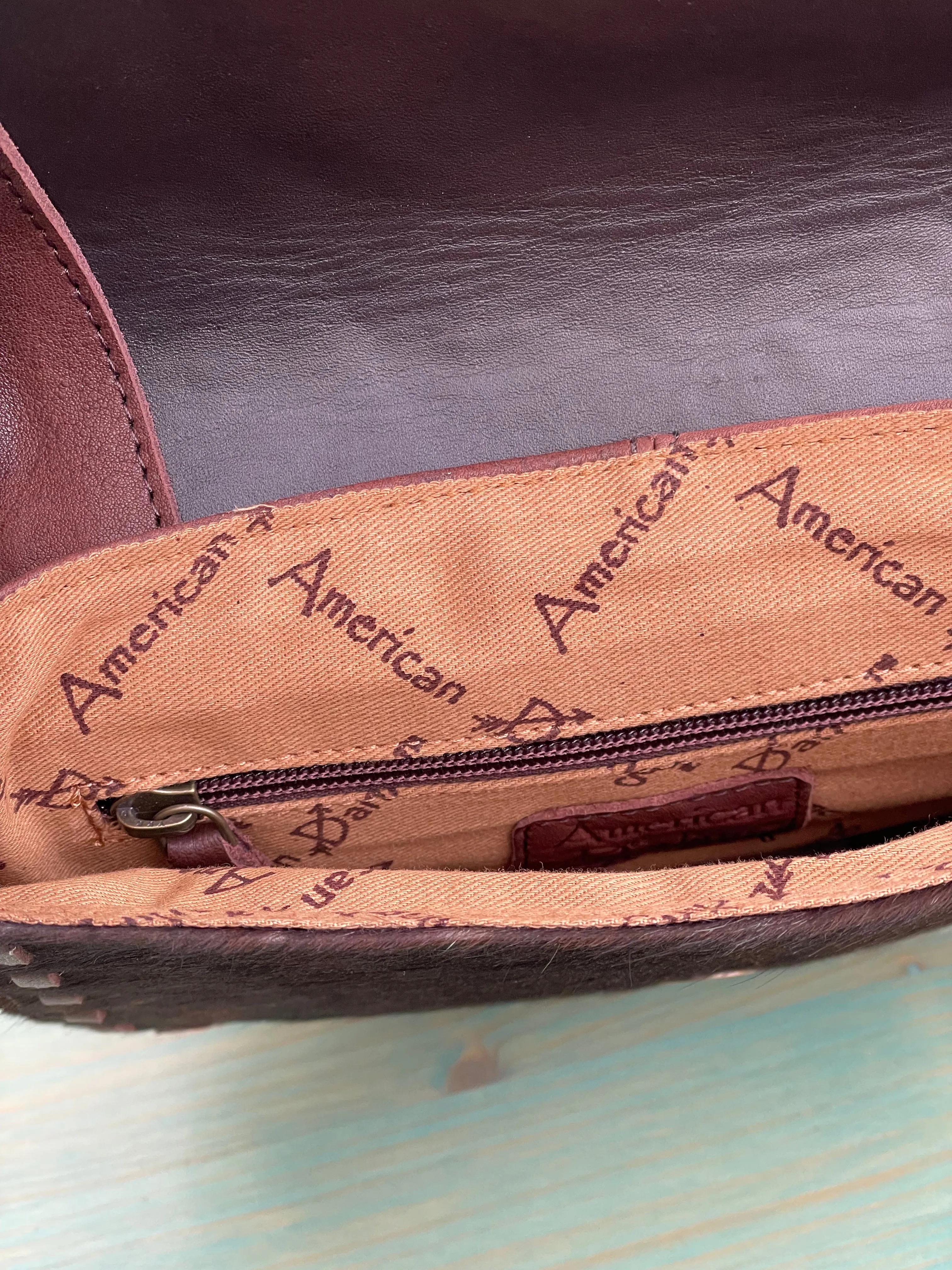 American Darling ADBGA211A Tooled Leather Hair on Hide Crossbody Purse, Brown