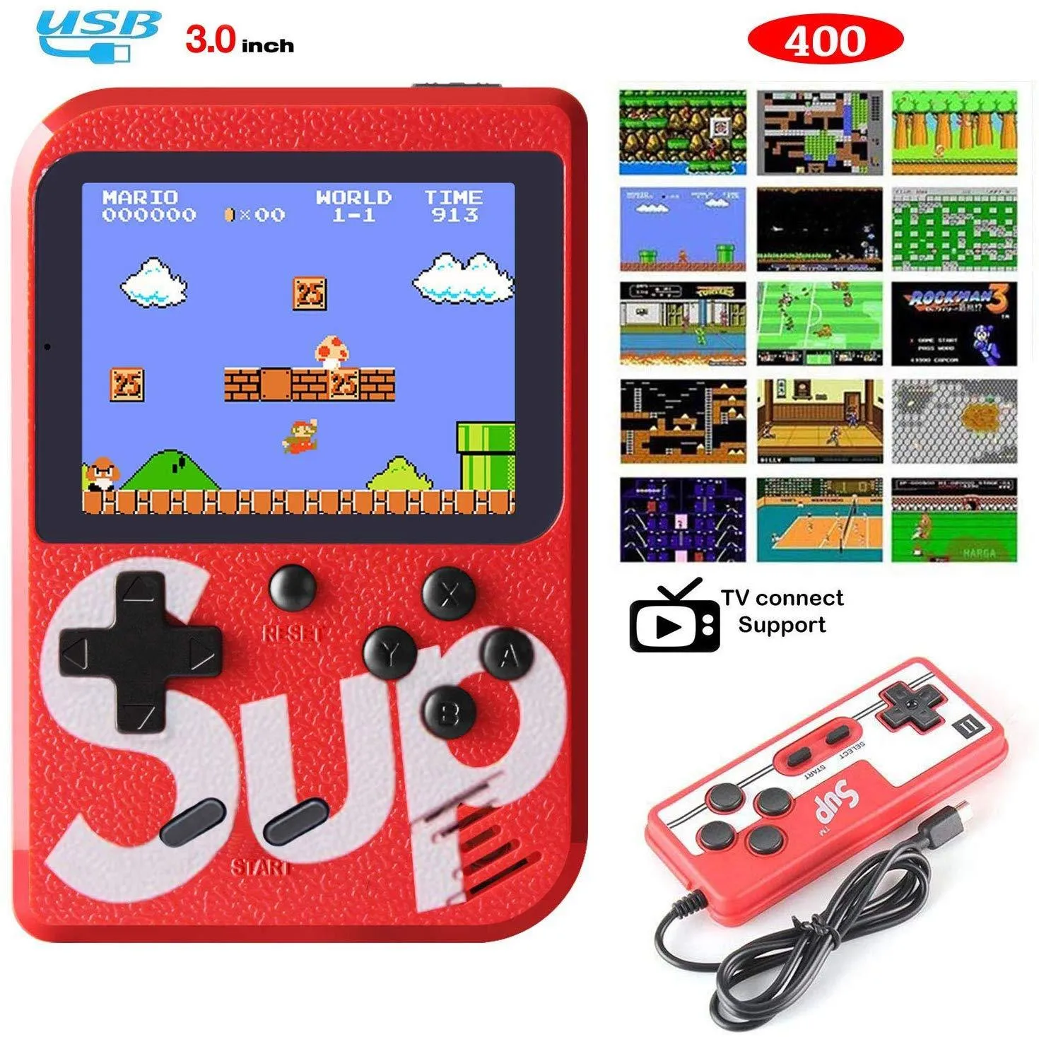 ANDOWL HANDHELD NES 8-BIT CONSOLE, 400-IN-1