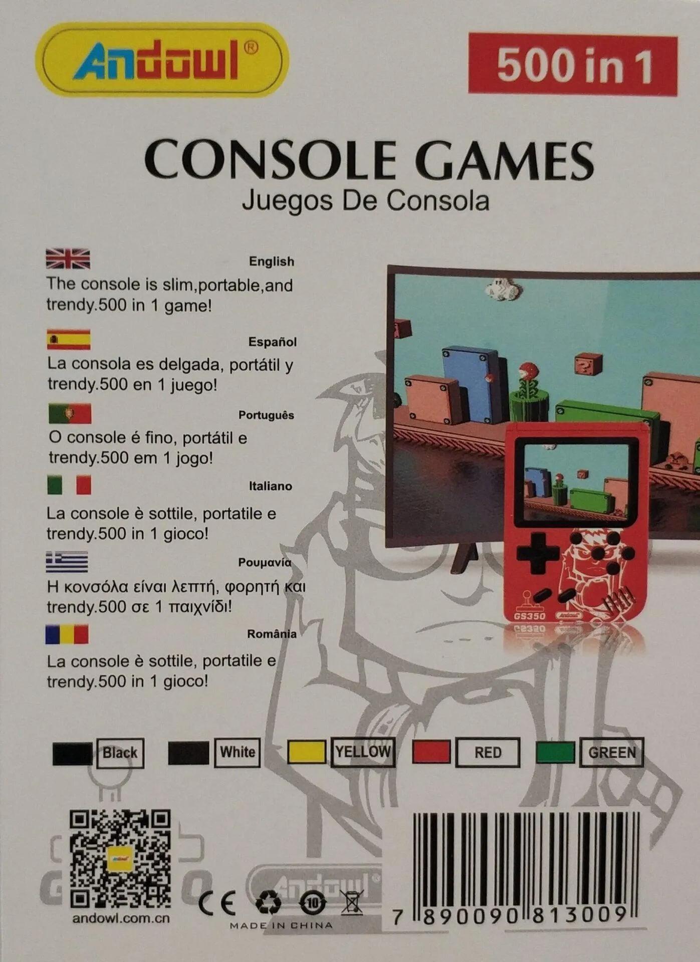 ANDOWL HANDHELD NES 8-BIT CONSOLE, 400-IN-1