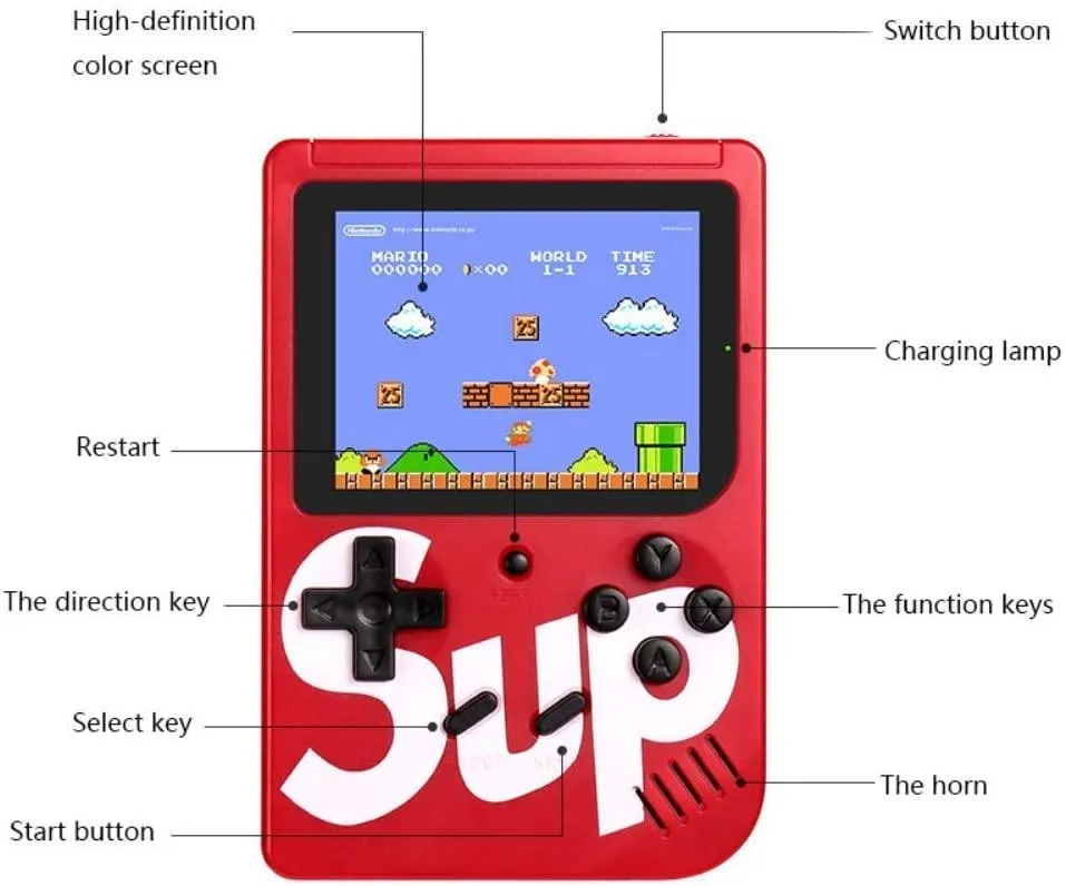 ANDOWL HANDHELD NES 8-BIT CONSOLE, 400-IN-1