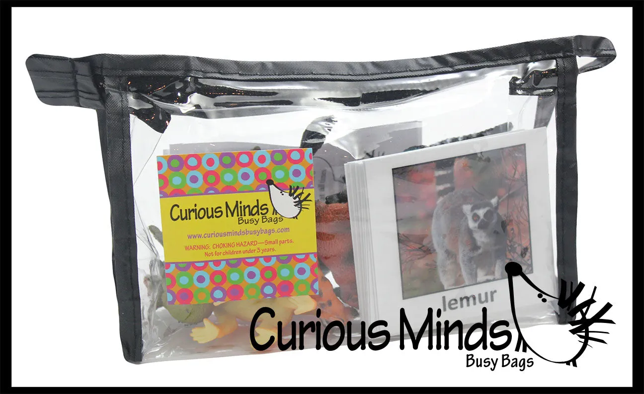 Animal Match - RAINFOREST - Miniature Animals with Matching Cards - 2 Part Cards.  Montessori learning toy, language materials - Rainforest Animals - South America
