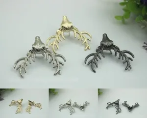 Antler Purse Label 1/10pcs Bag Hardware Charm Gold Silver Gunmetal Handmade Purse Handbag Making Metal Decoration 50mm 2" Wholesale Supplies