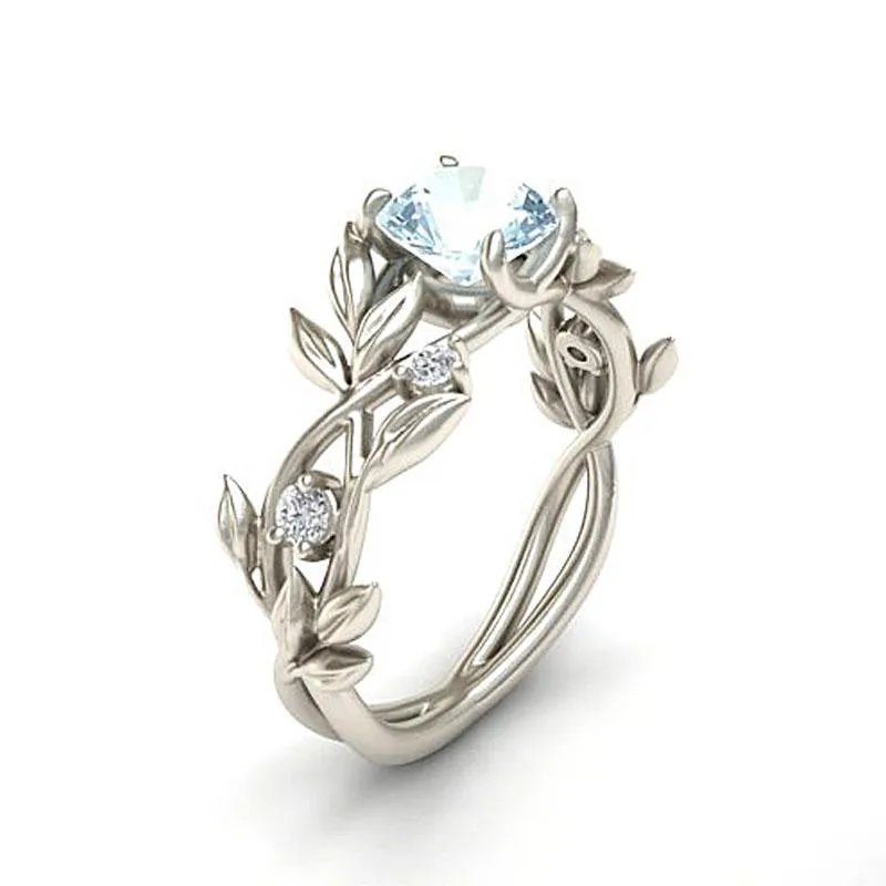 Aquamarine Silver Rose Ring