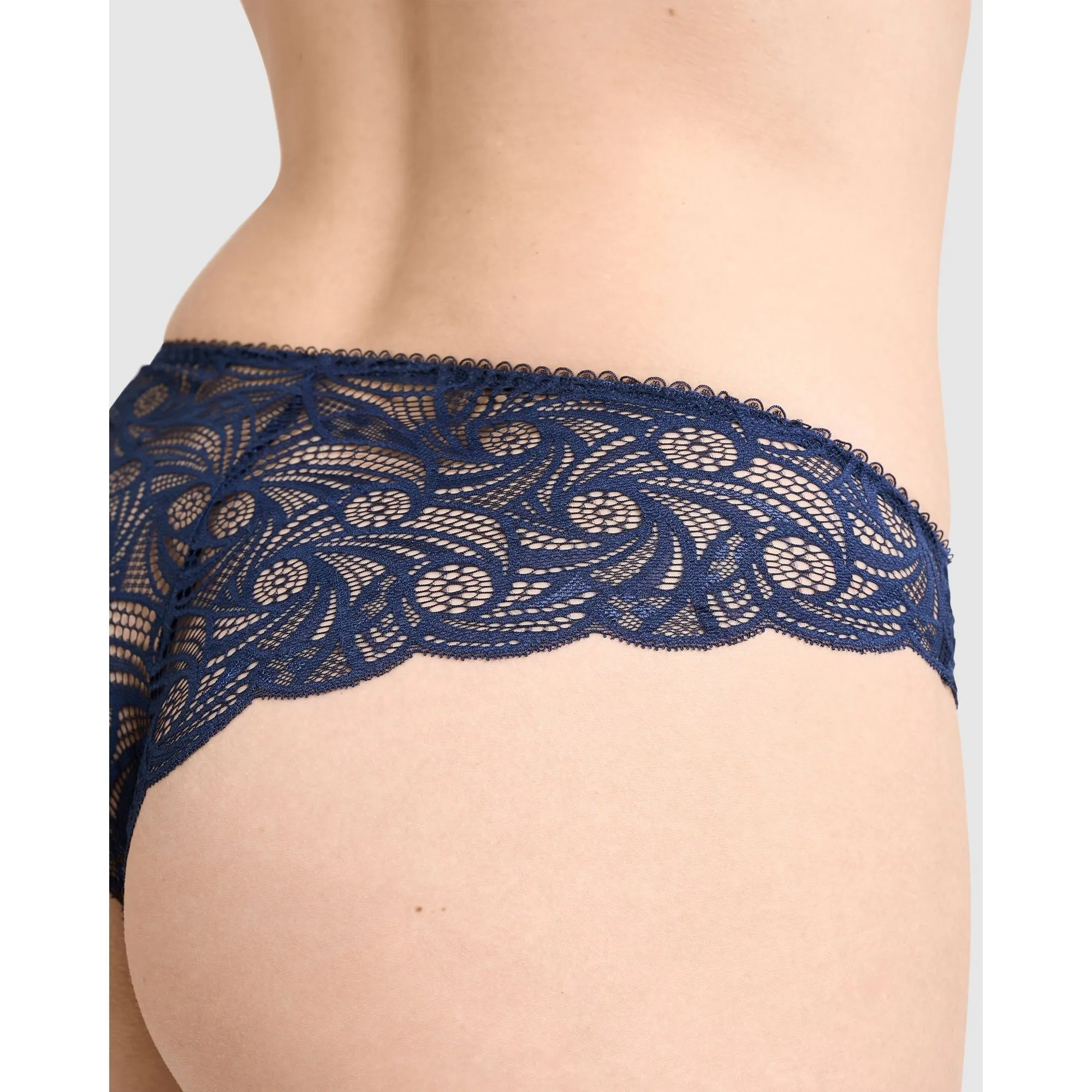 Ariane Lace Brazilian Cut Brief-Marine Blue