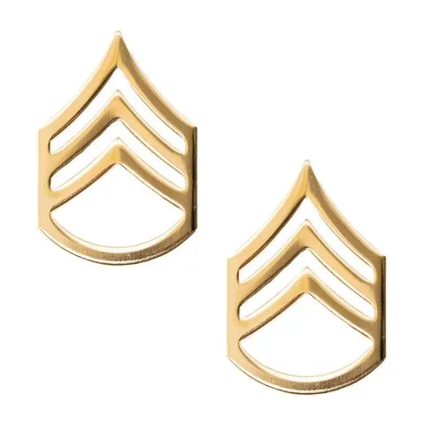 Army Staff Sergeant (E-6) Rank No Shine (Pair)