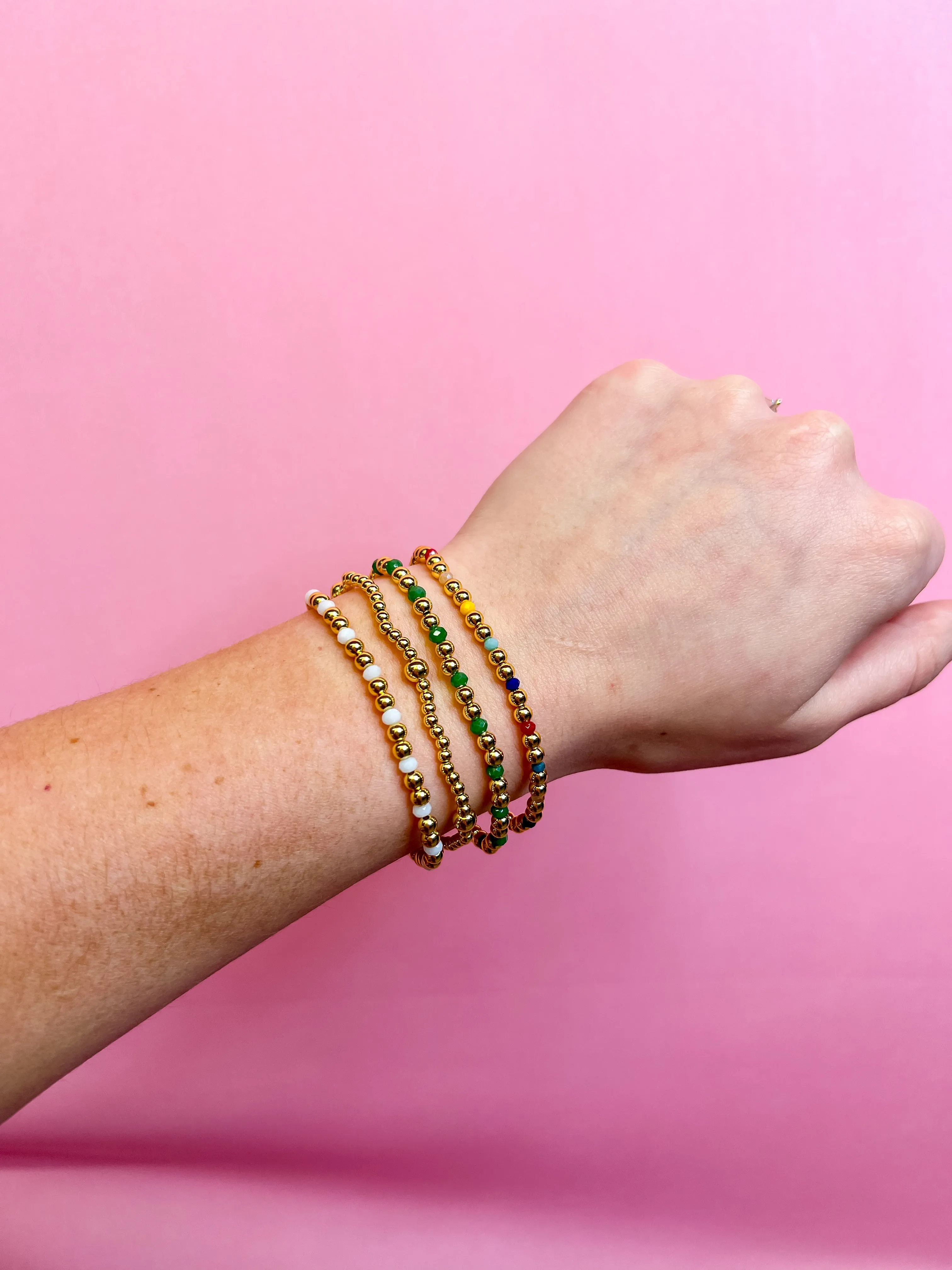 Beaded Stretch Bracelet-Gold