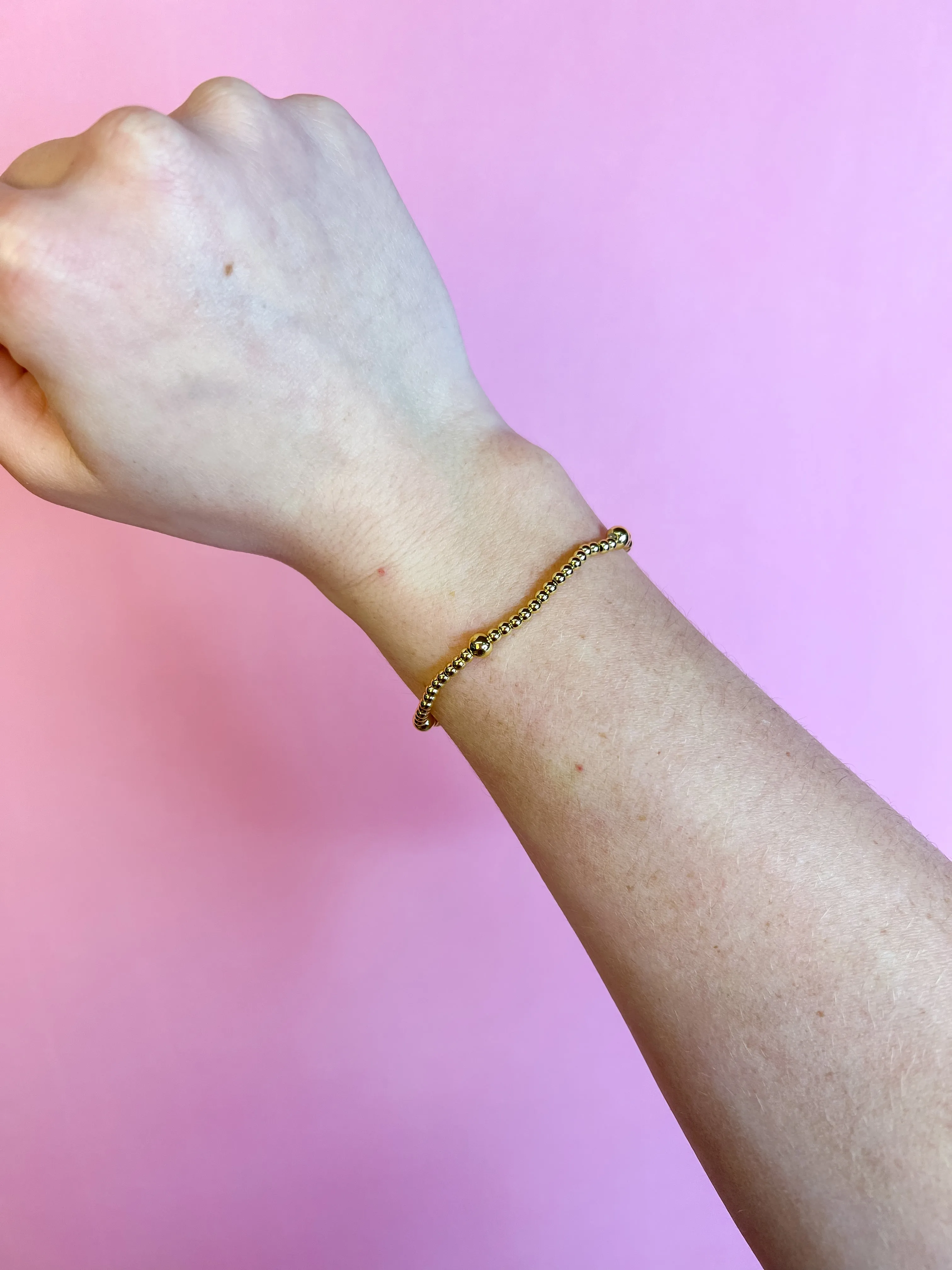 Beaded Stretch Bracelet-Gold