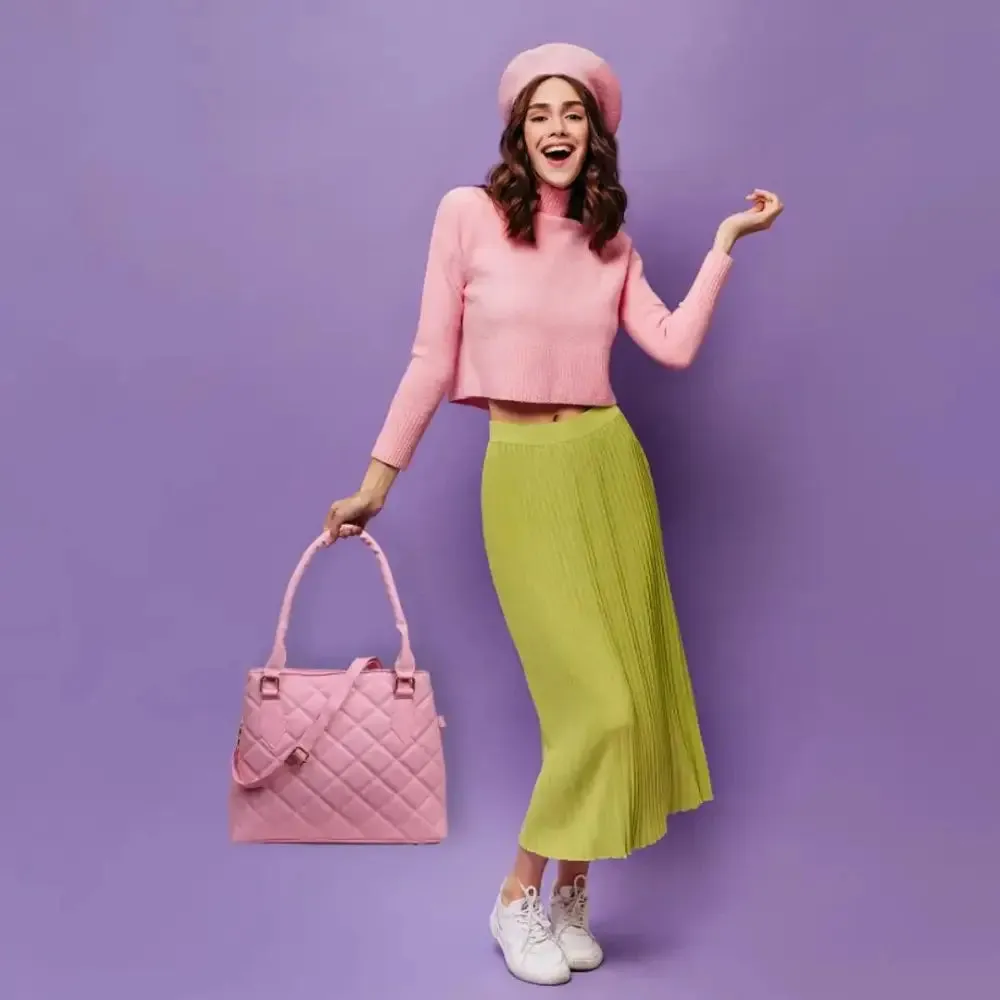Beautiful Embroidered Trending Tote Bag Barfi Pink