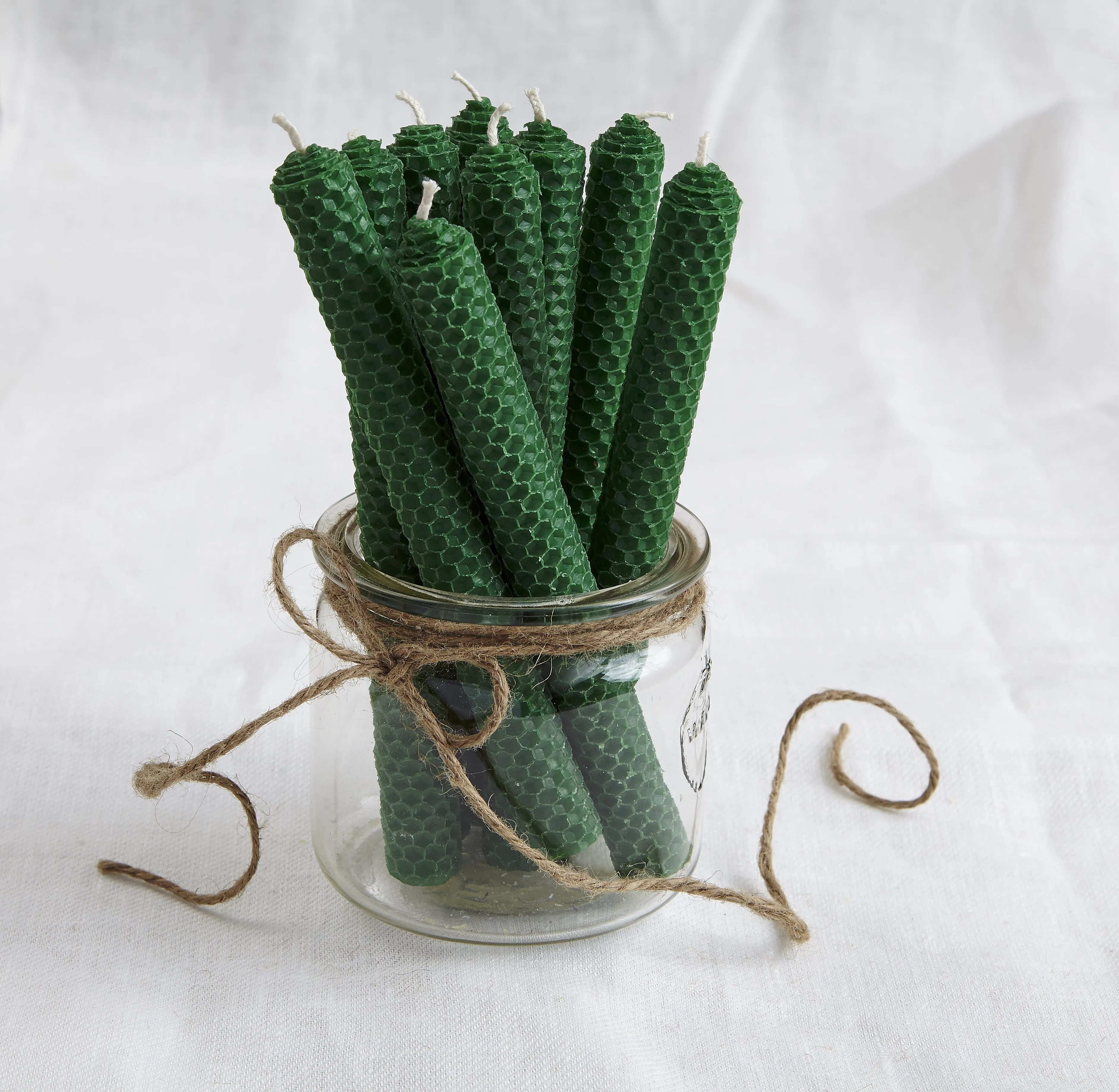 Beeswax Candles, Dark Green, 4 pcs