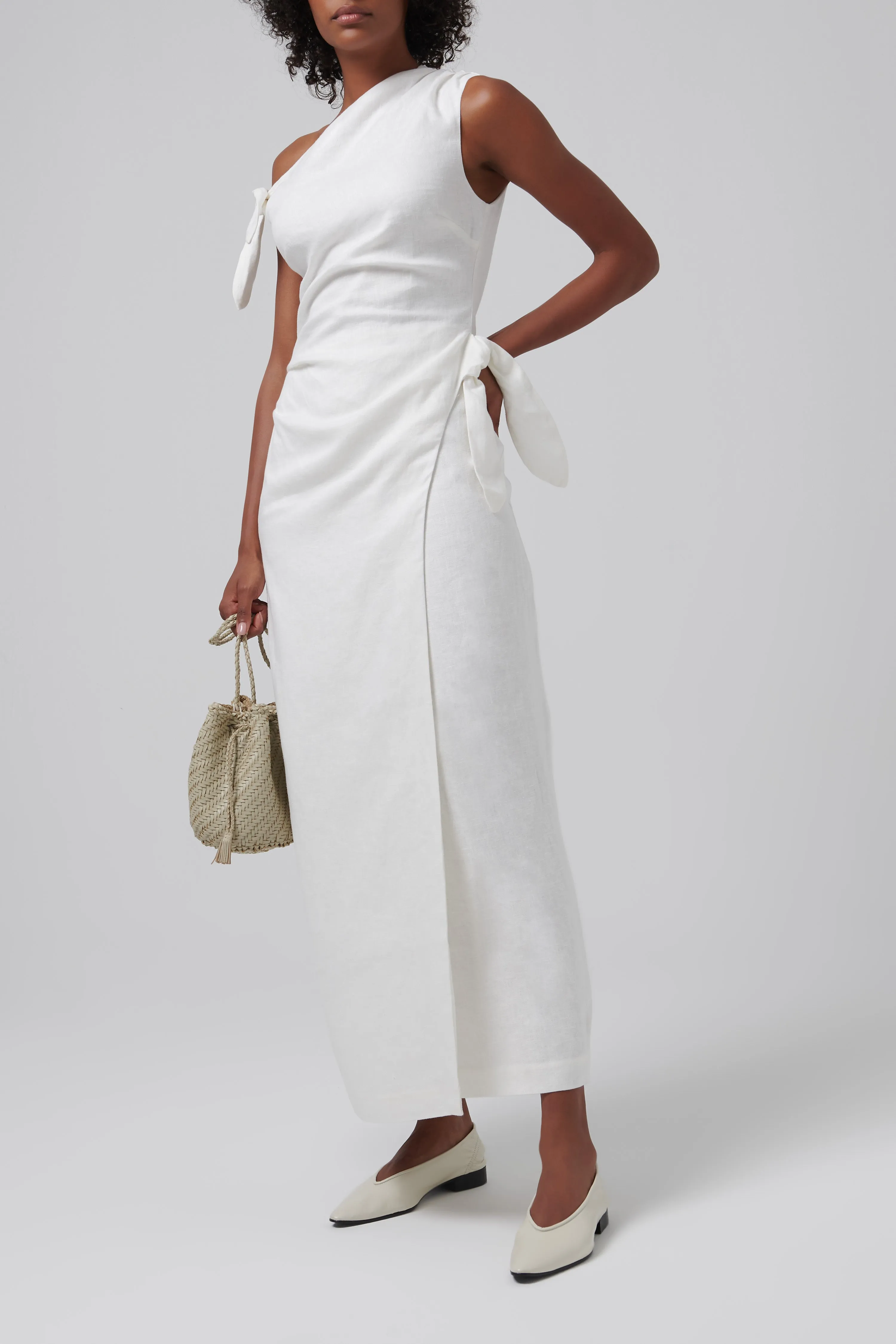 Beige Pompom Shoulder Pouch