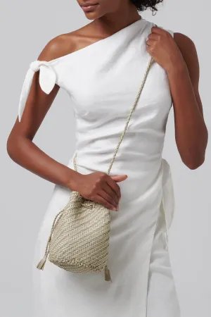 Beige Pompom Shoulder Pouch